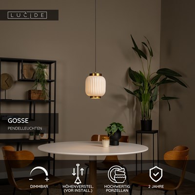 Lucide GOSSE - Pendelleuchten - Ø 19,5 cm - 1xE27 - Weiß